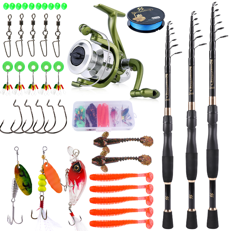 Spincast Reel - Sougayilang-Combo de pesca telescópico, caña de
