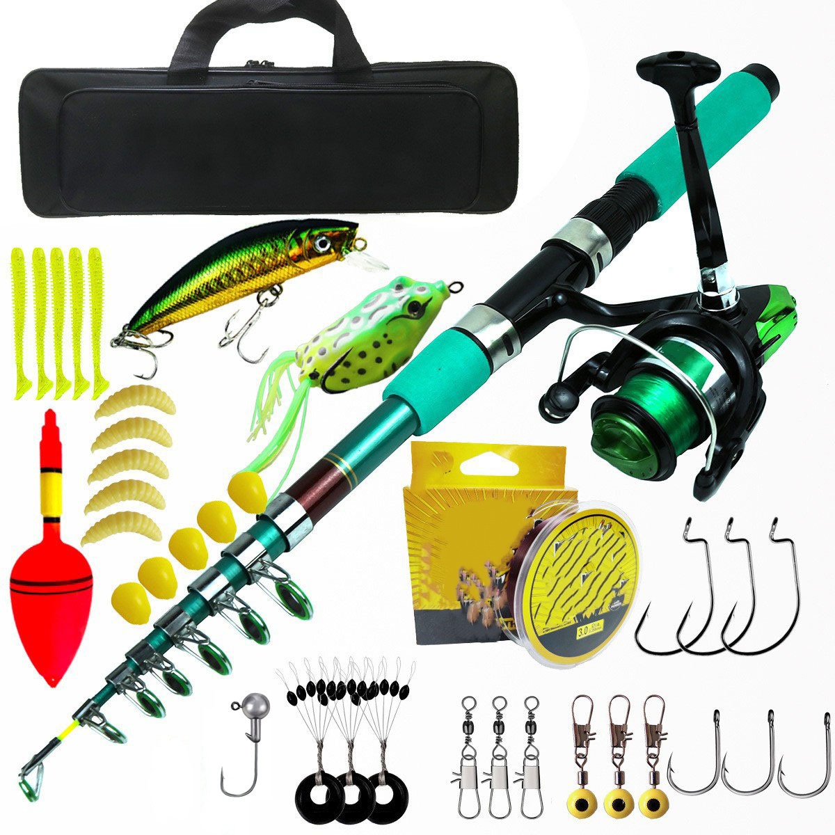 Spinning Reel - Caña de Pescar Telescópica Portátil Ultraligera