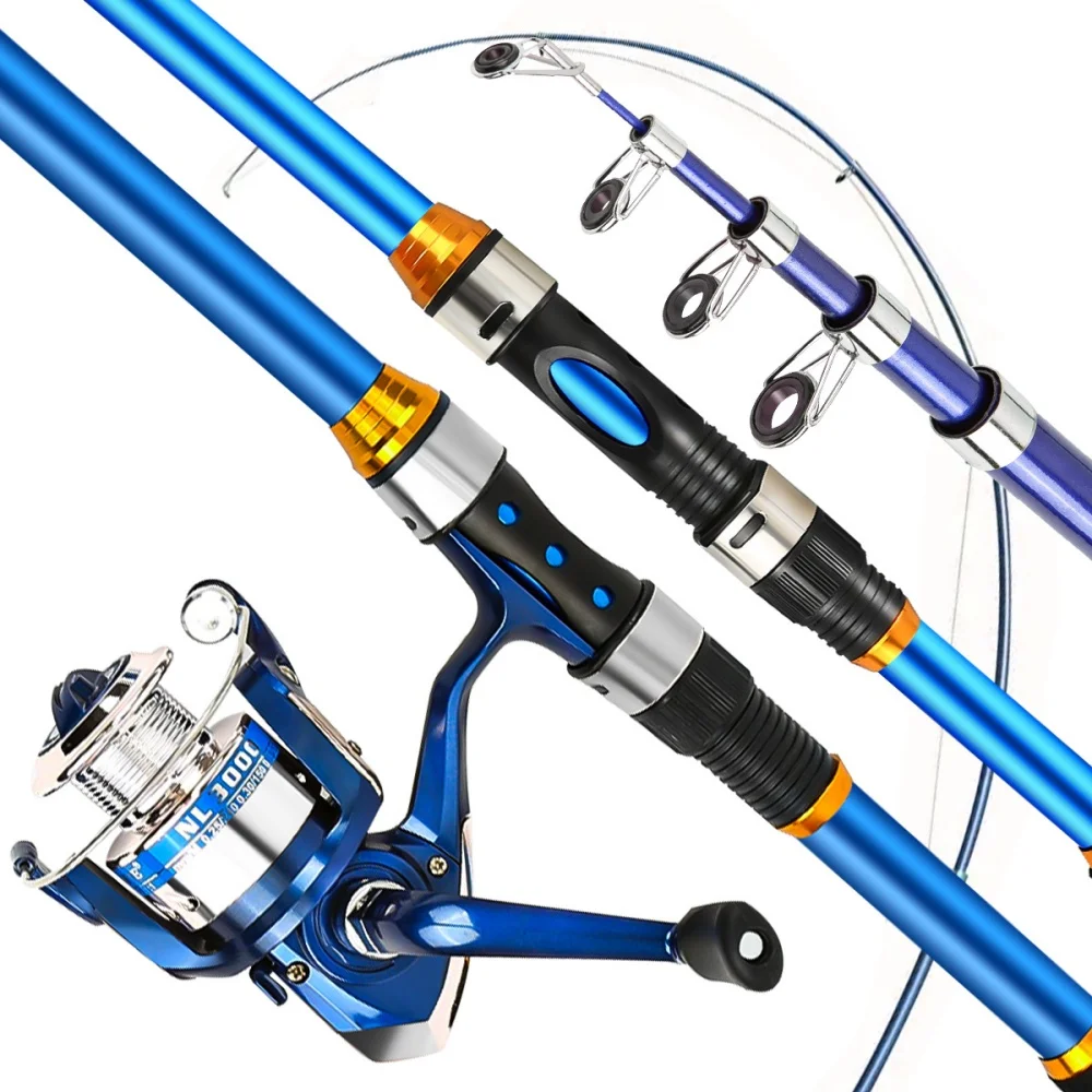 Juego de cañas de pescar teles - Spincast Reel reseña y precio